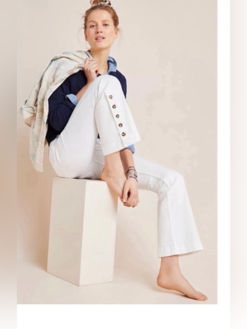 Pilcro and the Letterpress White Casual Top
